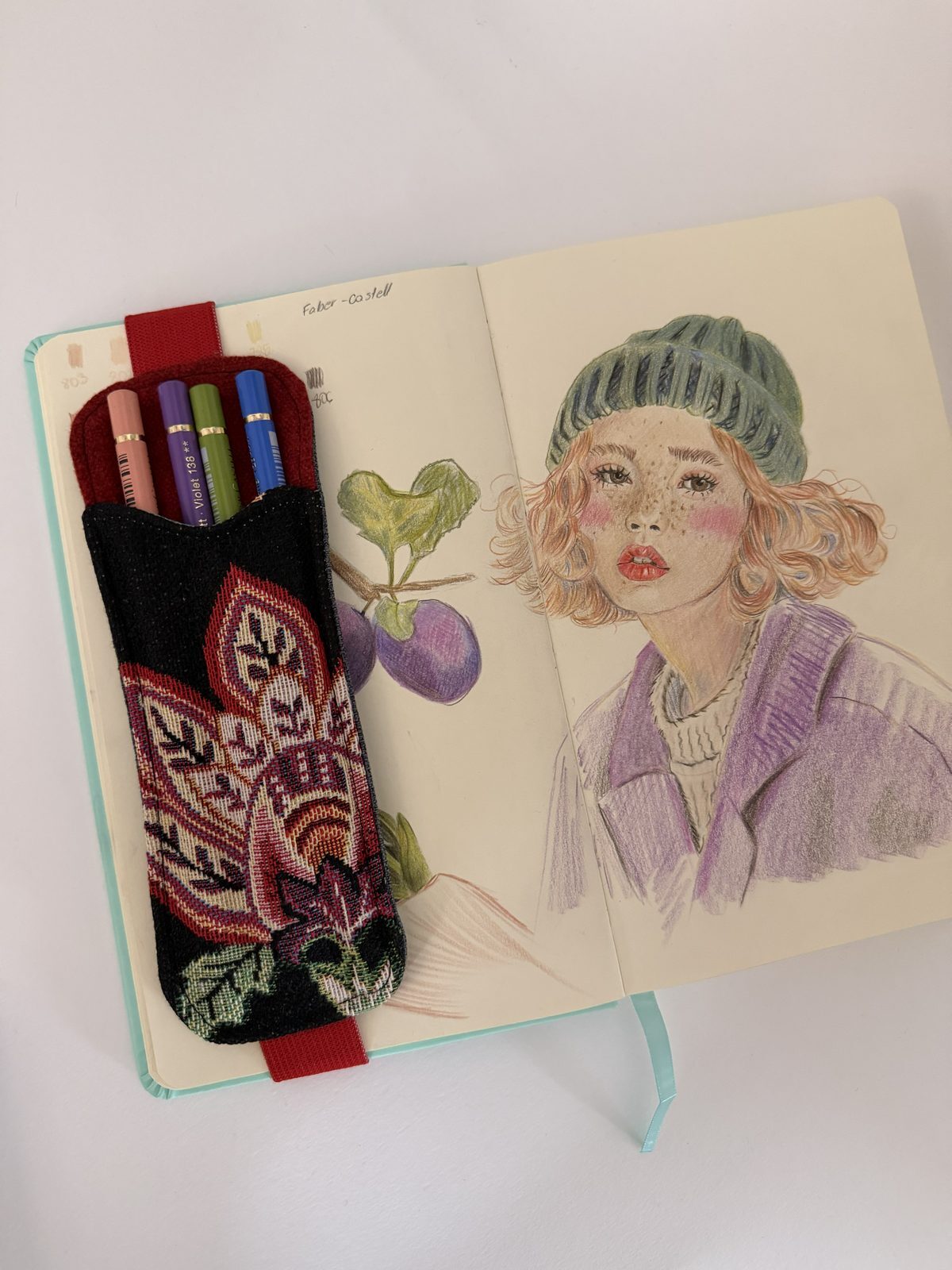 Pen Wave czerwony szenil + kwiaty żakard A5 — zdjęcie 1 z 1